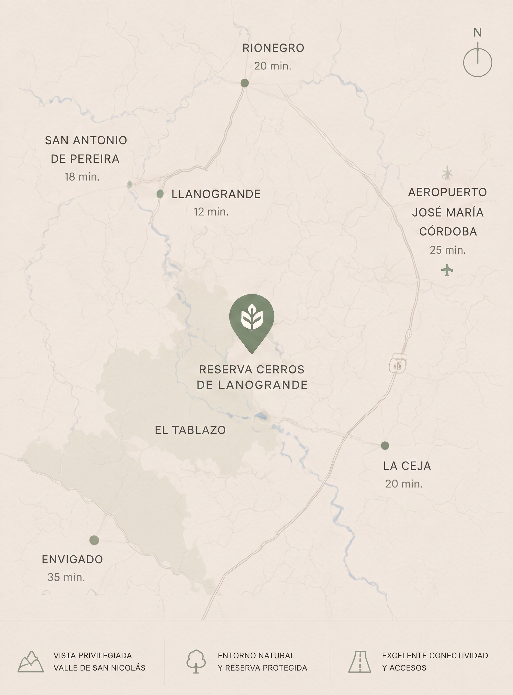 Mapa de localización - Reserva Cerros de Llanogrande
